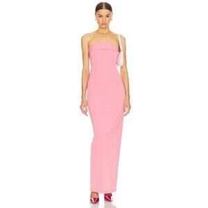 Helsa Tech Gabardine Long Strapless Dress in Very Pink